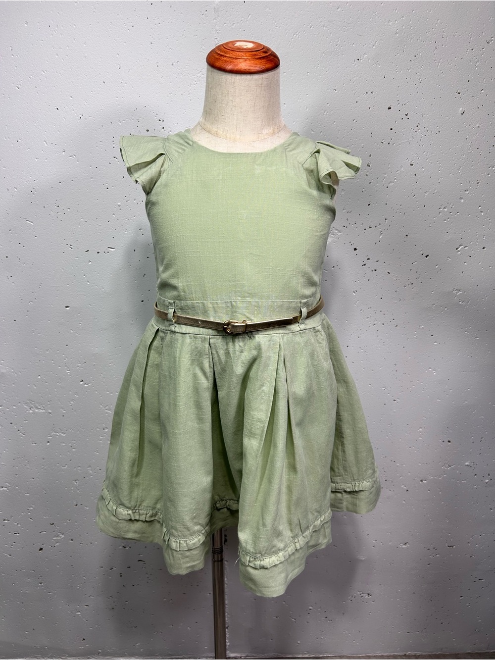 Franea Macrina Girls Light Green Sleeveless Flutter Dress 6